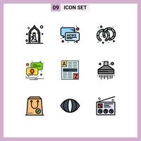 9 Universal Filledline Flat Colors Set for Web and Mobile Applications web placeholder news pin location Editable Vector Design Elements