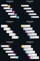 Vector 6 Infographics Pack Presentation slide template 5 Steps cycle diagrams and timelines