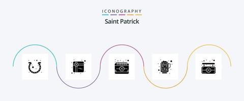 Saint Patrick Glyph 5 Icon Pack Including board. drink. calendar. beer. saint vector