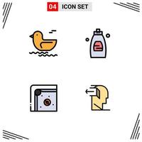 4 Creative Icons Modern Signs and Symbols of duck game bathroom soap door Editable Vector Design Elements