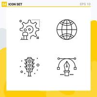 Universal Icon Symbols Group of 4 Modern Filledline Flat Colors of setting traffic man globe traffic signal Editable Vector Design Elements