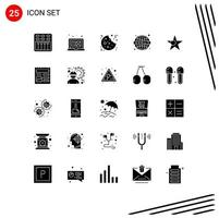 conjunto moderno de 25 glifos y símbolos sólidos como bandera www sitio web de navidad seo elementos de diseño vectorial editables vector