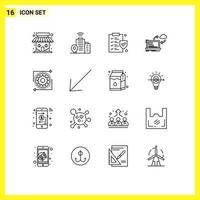 Modern Set of 16 Outlines and symbols such as management business insurance arrows data Editable Vector Design Elements