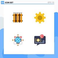 User Interface Pack of 4 Basic Flat Icons of radiator function warm gear logic Editable Vector Design Elements