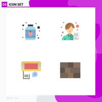 Modern Set of 4 Flat Icons Pictograph of baby connection accountant avatar input Editable Vector Design Elements