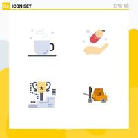 User Interface Pack of 4 Basic Flat Icons of break winner time protection prize Editable Vector Design Elements