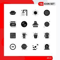 16 iconos creativos signos y símbolos modernos de celdas de laboratorio de astronomía de tablero real elementos de diseño de vectores editables