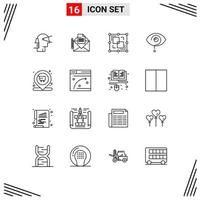 paquete de iconos de vector de stock de 16 signos y símbolos de línea para elementos de diseño de vector editables de punto de exclamación de letra de ojo de marca