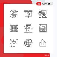 9 Thematic Vector Outlines and Editable Symbols of blood biochemistry businessman view grid Editable Vector Design Elements