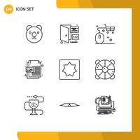 Group of 9 Outlines Signs and Symbols for brain file format cart corel cdr file Editable Vector Design Elements