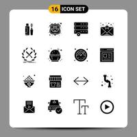 Set of 16 Modern UI Icons Symbols Signs for swords game data emblem communication Editable Vector Design Elements