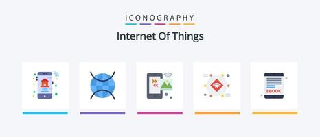 Internet de las cosas paquete de 5 iconos planos que incluye wifi. registro. imagen. iot Wifi. diseño de iconos creativos vector