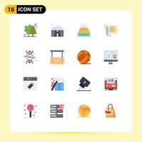 16 Universal Flat Color Signs Symbols of number telephone road parcel container Editable Pack of Creative Vector Design Elements