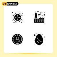 4 Universal Solid Glyphs Set for Web and Mobile Applications business target product industrial birthday Editable Vector Design Elements