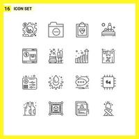 Outline Pack of 16 Universal Symbols of internet massage error care back Editable Vector Design Elements