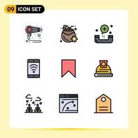Stock Vector Icon Pack of 9 Line Signs and Symbols for instagram wifi call beach form Editable Vector Design Elements