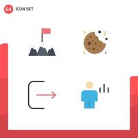 Set of 4 Modern UI Icons Symbols Signs for flag analytics cookie logout body Editable Vector Design Elements