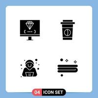 Group of Solid Glyphs Signs and Symbols for coding hacker development drink clean Editable Vector Design Elements