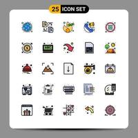Set of 25 Modern UI Icons Symbols Signs for menu list hot marketing call Editable Vector Design Elements