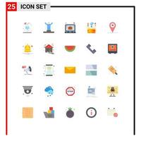 Modern Set of 25 Flat Colors Pictograph of beach idea brief design computer Editable Vector Design Elements