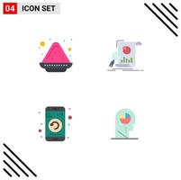 Group of 4 Flat Icons Signs and Symbols for color plate application powder business mobile Editable Vector Design Elements