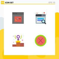 User Interface Pack of 4 Basic Flat Icons of analytics power user website close Editable Vector Design Elements