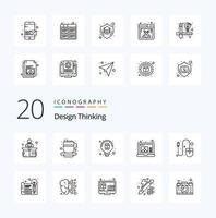 20 Design Thinking Line icon Pack like design tool idea mouse computer vector