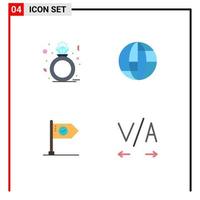 Flat Icon Pack of 4 Universal Symbols of diamond business gift internet goal Editable Vector Design Elements