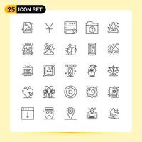 Mobile Interface Line Set of 25 Pictograms of sweet recycle server item eco Editable Vector Design Elements