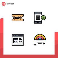 4 Filledline Flat Color concept for Websites Mobile and Apps ticket browser application device develop Editable Vector Design Elements