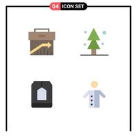 conjunto de iconos planos de interfaz móvil de 4 pictogramas de gestión de bolsa de flecha bebida natural elementos de diseño vectorial editables vector