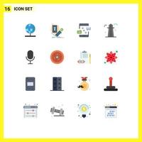Pictogram Set of 16 Simple Flat Colors of building co tower currency canada marketing Editable Pack of Creative Vector Design Elements