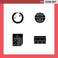 Set of 4 Modern UI Icons Symbols Signs for bracelet page globe world seo Editable Vector Design Elements
