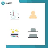 4 Flat Icon concept for Websites Mobile and Apps cloudy payment temperature user distribute Editable Vector Design Elements
