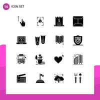 Set of 16 Modern UI Icons Symbols Signs for upload post chart mail sale Editable Vector Design Elements