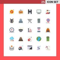 Pictogram Set of 25 Simple Flat Colors of imac monitor sold computer floppy Editable Vector Design Elements