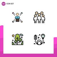4 iconos creativos signos y símbolos modernos de flechas liderazgo formas de empleados persona elementos de diseño vectorial editables vector