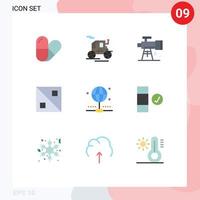 Universal Icon Symbols Group of 9 Modern Flat Colors of data check telescope share connection Editable Vector Design Elements
