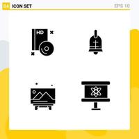 Set of 4 Modern UI Icons Symbols Signs for bluray board disc ring picture Editable Vector Design Elements