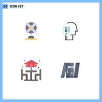 User Interface Pack of 4 Basic Flat Icons of electric beach machine person dinner Editable Vector Design Elements