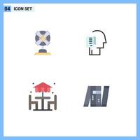 User Interface Pack of 4 Basic Flat Icons of electric beach machine person dinner Editable Vector Design Elements