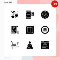 Universal Icon Symbols Group of 9 Modern Solid Glyphs of planning castle valentine document food Editable Vector Design Elements