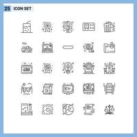 Modern Set of 25 Lines and symbols such as delivery pollution direction garbage transport Editable Vector Design Elements