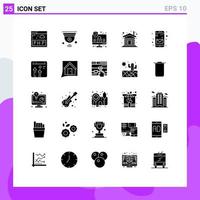 Pictogram Set of 25 Simple Solid Glyphs of mobile app computer home wood Editable Vector Design Elements