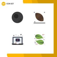 User Interface Pack of 4 Basic Flat Icons of outline eco ball video nature Editable Vector Design Elements