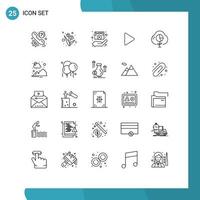 Group of 25 Lines Signs and Symbols for cloud play director media movie Editable Vector Design Elements