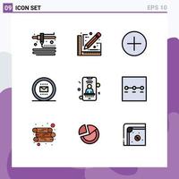 Set of 9 Modern UI Icons Symbols Signs for phone user new mobile secretary Editable Vector Design Elements