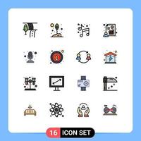 conjunto de 16 iconos de interfaz de usuario modernos signos de símbolos para gráficos de presentación de música de beneficios de micrófono elementos de diseño de vectores creativos editables