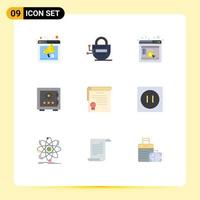 9 Thematic Vector Flat Colors and Editable Symbols of safe deposit passward box seo Editable Vector Design Elements