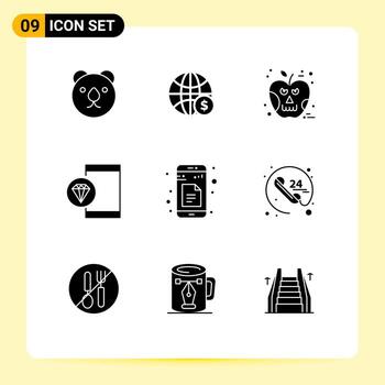 Stock Vector Icon Pack of 9 Line Signs and Symbols for data development apple develop app Editable Vector Design Elements